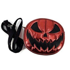 New Pumpkin Kult Love Pain Stitches Jack O Lantern Pumpkin Handbag Red 2 Faces